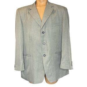 Porta Bella Suit Jacket Blazer 46R Mens Gray 3 Button Sports Coat Notch Collar